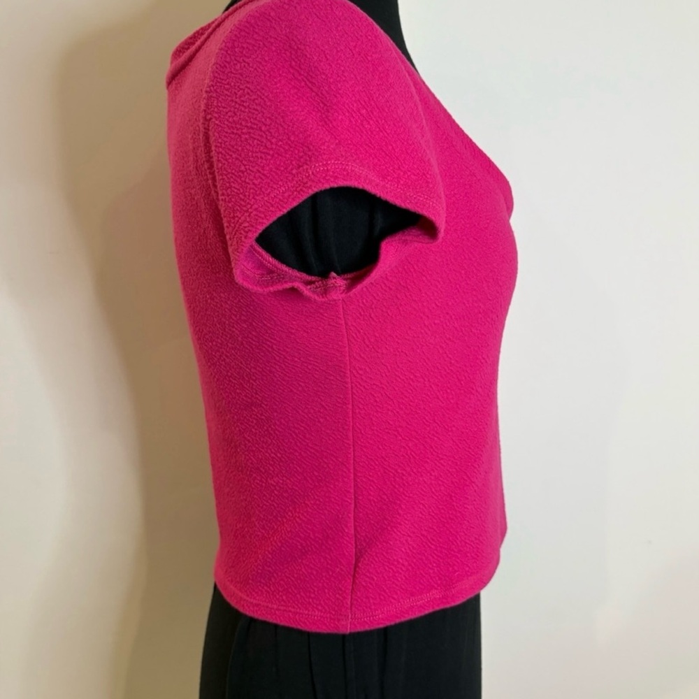 Anthropologie Pink Ruched V-Neck Short Sleeve Top Size Small - Picture 5 of 6